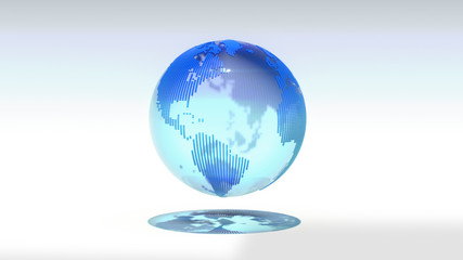 Crystal Clear Globe With World Map.3D rendering.
