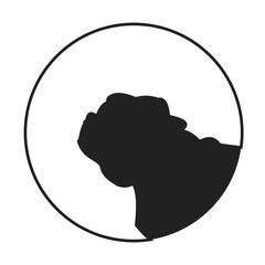 Silhouette of a dog head pug