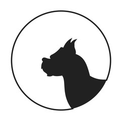 Silhouette of a dog head boxer