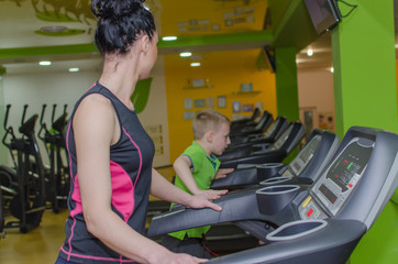 Mother and son are training 