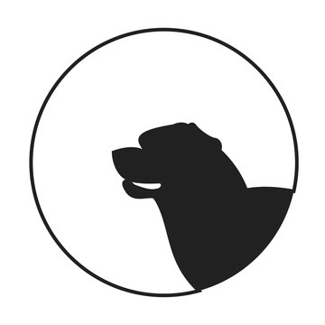 Silhouette of a dog head rottweiler