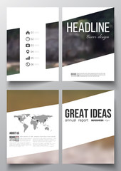 Set of business templates for brochure, magazine, flyer, booklet or annual report. Colorful backdrop, blurred natural background, modern stylish vector texture