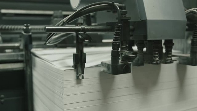 Printing process - feeding sheets of paper, polygraph industry