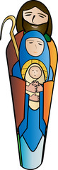 Christmas religious nativity scene, Holy family abstract illustration Mary Joseph and Jesus. 