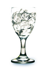 Reflective glass of sparkling ice.