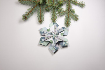 banknotes in the form of snowflakes