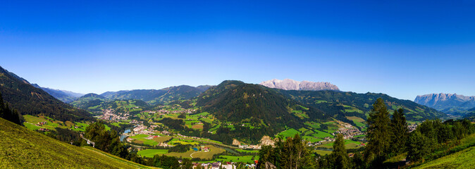 Panoramic view of alpine landscape, summer