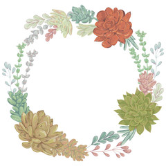 Succulents set. Collection decorative floral design elements for wedding invitations and birthday cards. Isolated elements. Vintage hand drawn vector illustration in watercolor style.
