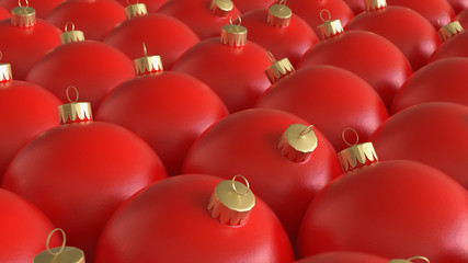 Tightly Packed Array of Red Christmas Decorations