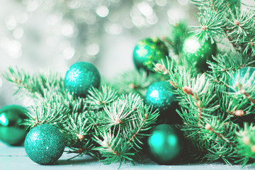 Christmas decoration on abstract background,vintage filter,soft focus