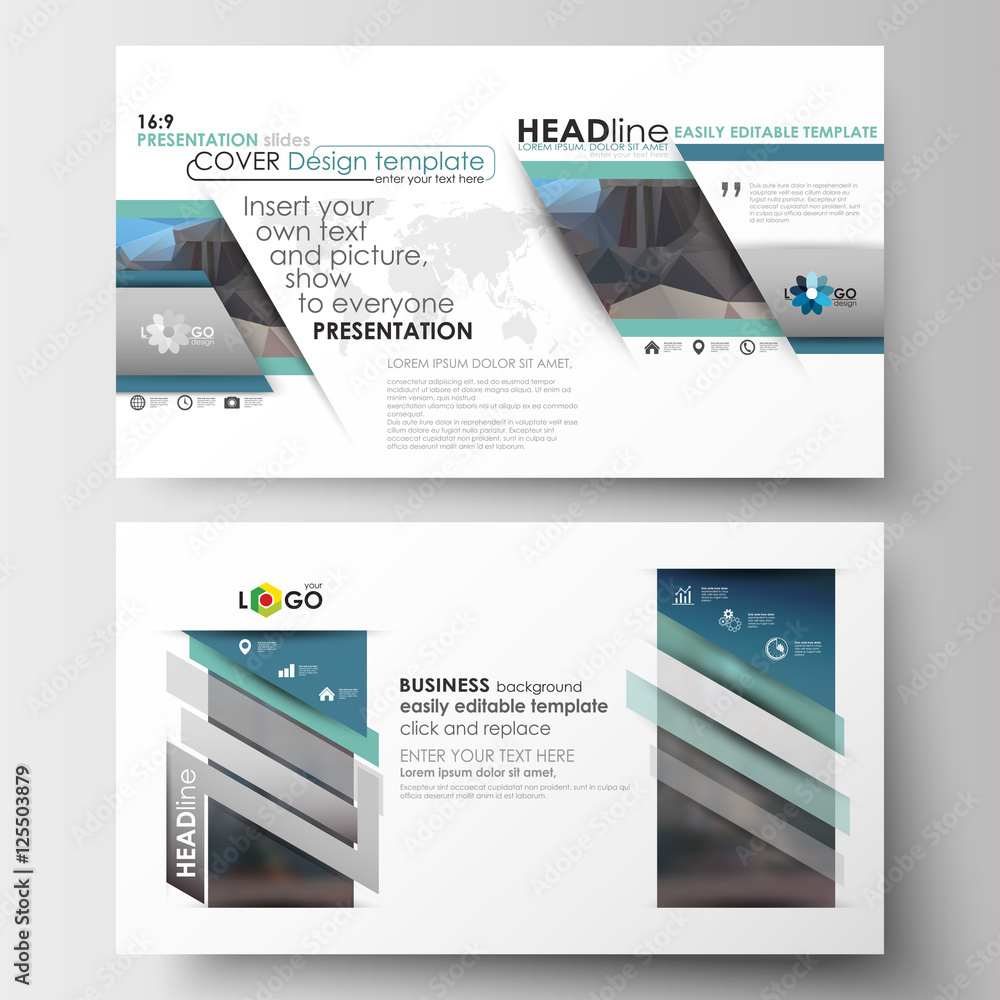 Poster templates in hd size for presentation slides. easy editable layouts in flat design. abstract busines