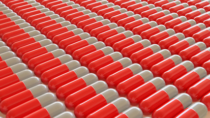Uniform Array of Red and White Pills