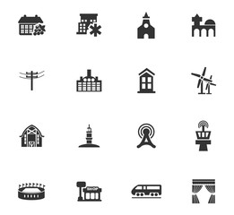 Infrastucture of the city icons set
