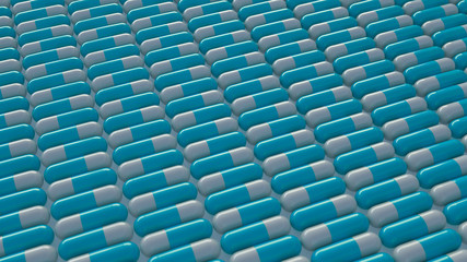 Fototapeta premium Alternating Array of Blue and White Capsule Pills
