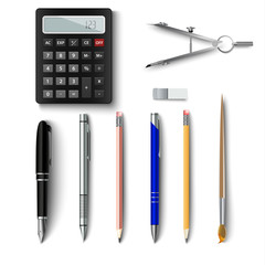 Office writing implements and drawing template