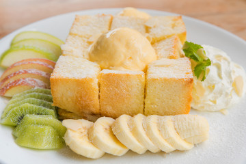 Fruits with ice cream and sweet dessert for serve