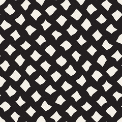 Vector Seamless Black and White Hand Drawn Diagonal Rectangles Pattern