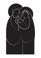 Christmas nativity simple color vector illustration - Holy family Mary Joseph and baby Jesus © t0m15