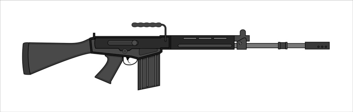 Assault Rifle Illustration - Belgium - Grey Colors 