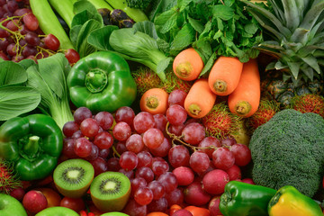 Naklejka na ściany i meble Fresh fruits and vegetables for healthy