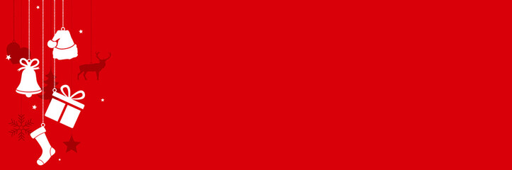 Christmas banner with hanging decorations