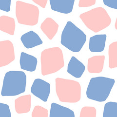 Abstract geometric seamless pattern of spots in color 2016 rose quartz and serenity, pink and blue background mosaic, hand painted vector for textile, wallpaper, web, wrapping, wedding, card, paper