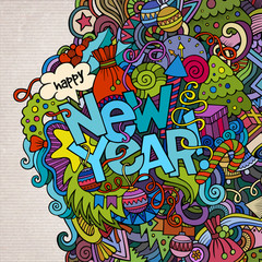 New year doodles elements background.