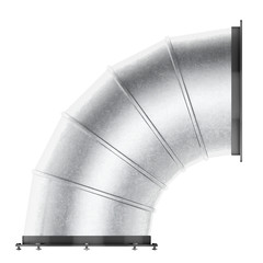 Bend of air duct 90 degree isolated on white background. 3d rend