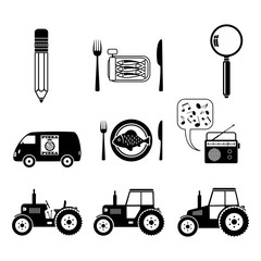 Black icons set on white background