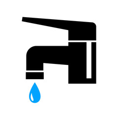 Black faucet icon on white background