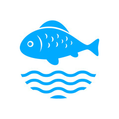 Blue fish vector icon