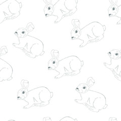 Seamless pattern with hares