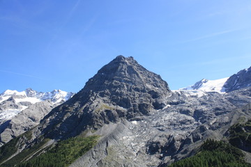 View of Stelvio National Park (Nationalpark Stilfser Joch, Trentino Alto Adige, Lombardy, Italy) 