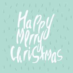 Greeting card: Merry Christmas.  Card for winter holidays. Vector cartoon illustration.