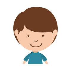 cartoon little boy smiling wearing blue t-shirt over white background. vector illustration