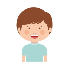 cartoon little boy smiling wearing blue t-shirt over white background. vector illustration