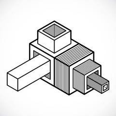 Abstract vector geometric form, 3D shape.