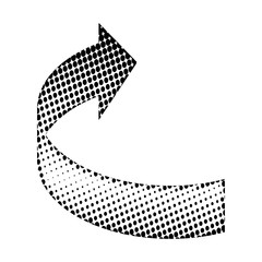  Halftone Circular Black Arrow vector icon symbol design. Illustration isolated on white background. Circular Black Dot Arrow. Vector Arrow Halftone Background. 
