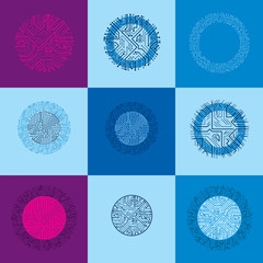 Technology communication cybernetic elements collection. Set of