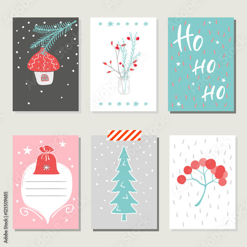 &quot;Collection of 6 Christmas card templates.&quot; Stock image and royalty