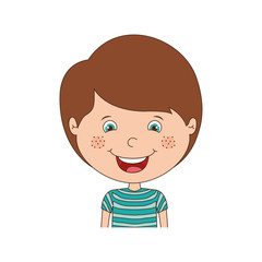 cartoon little boy smiling wearing blue t-shirt over white background. vector illustration