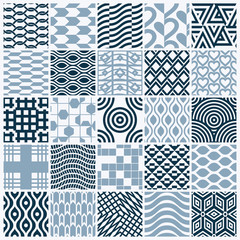 Vector ornamental black and white seamless backdrops set, geomet