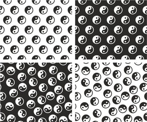 Jing Jang Sign Aligned & Random Seamless Pattern Color Set