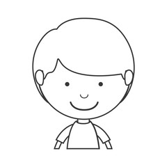 silhouette of little boy smiling wearing  a t-shirt over white background. vector illustration