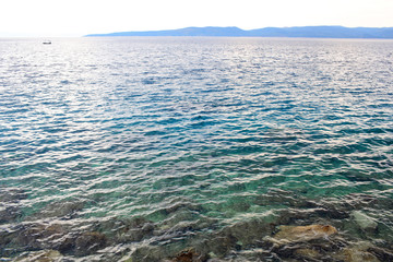 Blue sea transparent shallow water