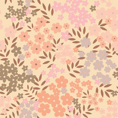 Flowers and leaves seamless vector pattern - 125510295