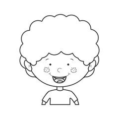 silhouette of little boy smiling wearing  a t-shirt over white background. vector illustration