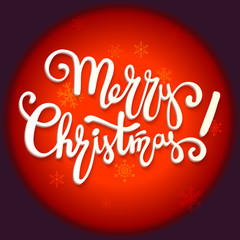 Merry Christmas lettering design, handwriting text. Vector illustration EPS 10.