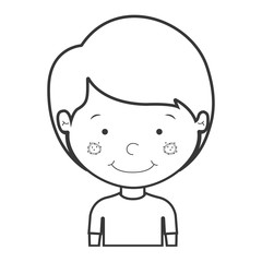 silhouette of little boy smiling wearing  a t-shirt over white background. vector illustration