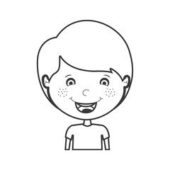 silhouette of little boy smiling wearing  a t-shirt over white background. vector illustration
